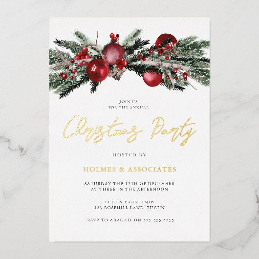 金箔年次オフィス企業のクリスマスパーティー 箔招待状 (正面)