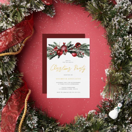 金箔年次オフィス企業のクリスマスパーティー 箔招待状 (インサイチュ)