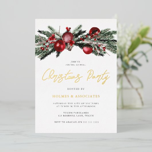 金箔年次オフィス企業のクリスマスパーティー 箔招待状 (立ち正面)