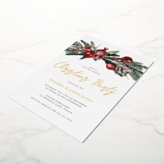 金箔年次オフィス企業のクリスマスパーティー 箔招待状 (回転した状態)