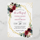 金箔幾何学模様 |ブルゴーニュ海軍フローラ結婚ズ 箔招待状 (正面)