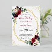 金箔幾何学模様 |ブルゴーニュ海軍フローラ結婚ズ 箔招待状 (立ち正面)