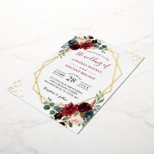 金箔幾何学模様 |ブルゴーニュ海軍フローラ結婚ズ 箔招待状 (回転した状態)