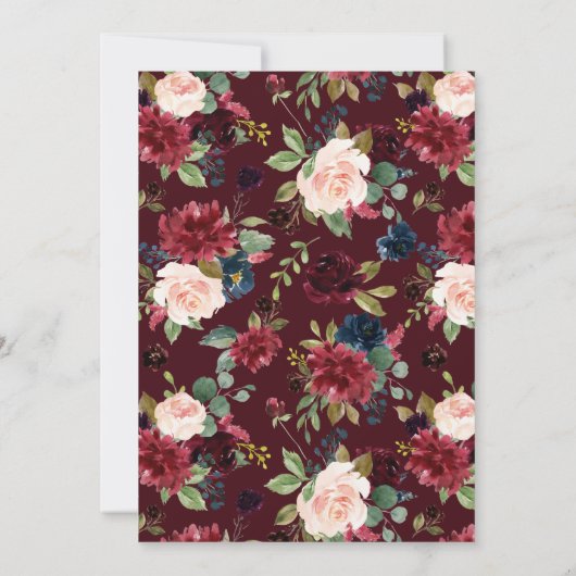 金箔幾何学的ブルゴーニュフローラフレーム秋 セーブザデート (裏面)