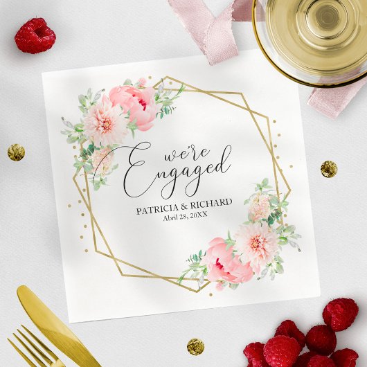 金箔幾何学的赤面フローラ婚約 スタンダードカクテルナプキン