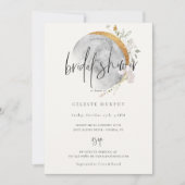 金箔張りワイルドフラワームーンブライダルシャワー招待 招待状 (正面)