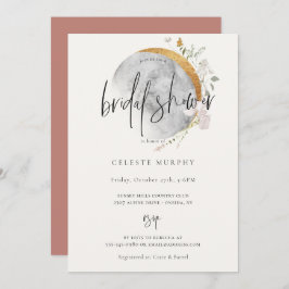 金箔張りワイルドフラワームーンブライダルシャワー招待 招待状