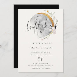 金箔張りワイルドフラワームーンブライダルシャワー招待 招待状
