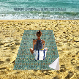 金箔張り花籠 ビーチタオル