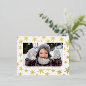 金箔張り雪片フォト金ゴールド 箔シーズンポストカード (立ち正面)