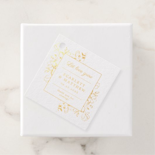 金箔愛を成長させる手描き花結婚の フェイバータグ (箱)