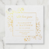 金箔愛を成長させる手描き花結婚の フェイバータグ (正面)