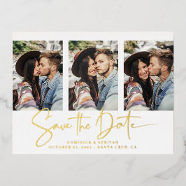 金箔手書き日付複数の写真を保存 箔招待状ポストカード