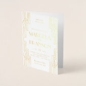 金箔折り畳みアールデコ結婚式招待状 箔カード (正面)