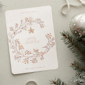 金箔押しの花輪　メリークリスマス　ハッピーニューイヤー 箔シーズンカード