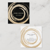 金箔抽象芸術サークル筆画ライフコーチ スクエア名刺 (正面/裏面)