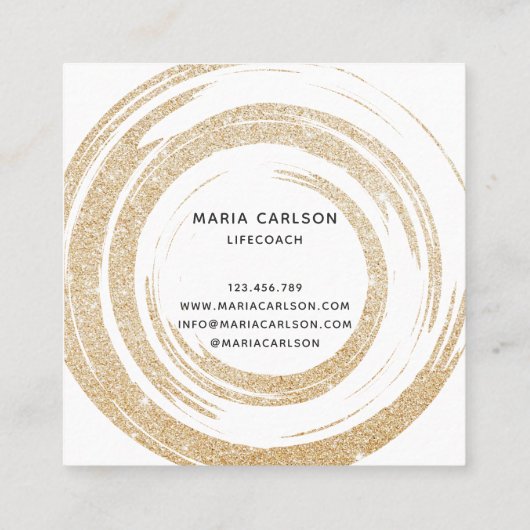 金箔抽象芸術サークル筆画ライフコーチ スクエア名刺 (裏面)
