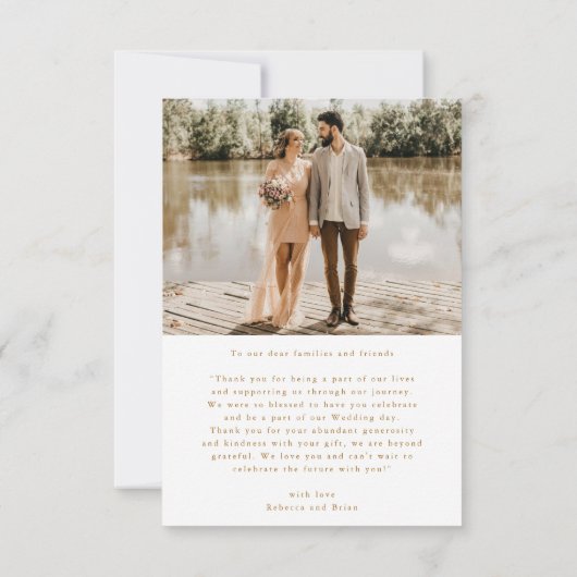 金箔書道カスタム2フォト結婚ズ サンキューカード (裏面)