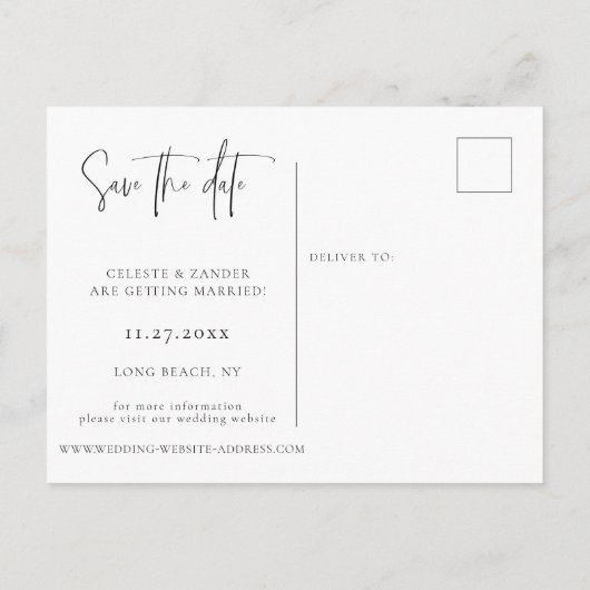 金箔月山花結婚式の日付Annouを保存 案内ポストカード (裏面)