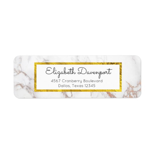 金箔枠フェイク付き白大理石 ラベル (正面)