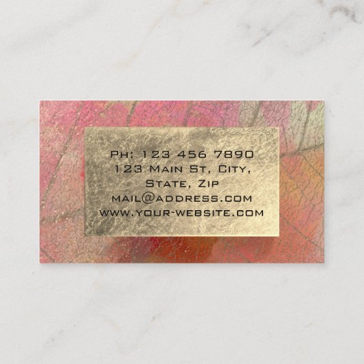 金箔植物性抽象芸術影響者ブロガー 名刺 (裏面)