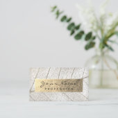 金箔植物灰色のホワイトライターのブロガー 名刺 (スタンド正面)