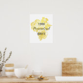 金箔水彩花パーソナライズされた引用文 ポスター (キッチン)