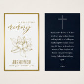 金箔水百合悔やみや弔慰記念祈りの言葉カード (正面&裏面)