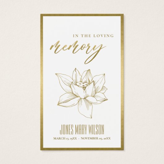 金箔水百合悔やみや弔慰記念祈りの言葉カード (正面)