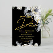 金箔熱帯パンパスグラス結婚ズの救日付 箔招待状 (立ち正面)