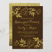金箔牡丹のフローラ結婚のリハーサルディナー 招待状 (正面/裏面)