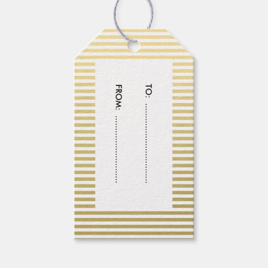 金箔白いストライプ模様 ギフトタグ (正面)