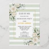 金箔白フローラユーカリ卒業パーティー 箔招待状 (正面)