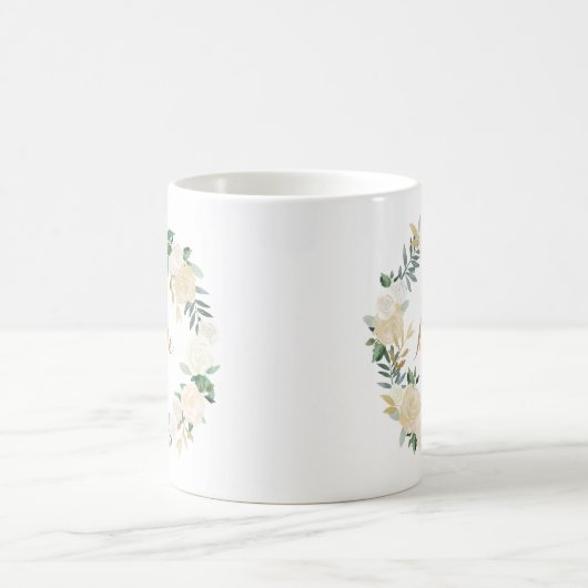 金箔白花結婚パーティー、花嫁マグ コーヒーマグカップ (中央)