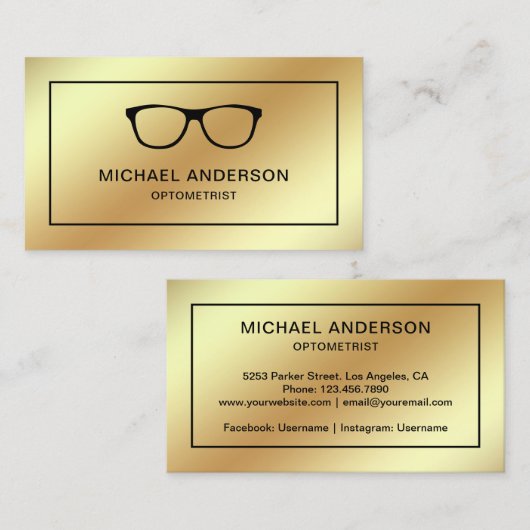 金箔眼フェイク鏡医オプトメトリスト 名刺 (正面/裏面)