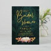 金箔秋かぼちゃグリーンブライダルシャワーQRコード 箔招待状 (立ち正面)