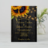 金箔素朴なヒマワリ結婚ス 箔招待状 (立ち正面)