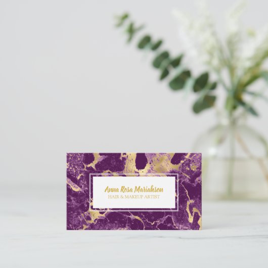 *~*金箔紫大理石シッ人気があるクグラム 名刺 (スタンド正面)