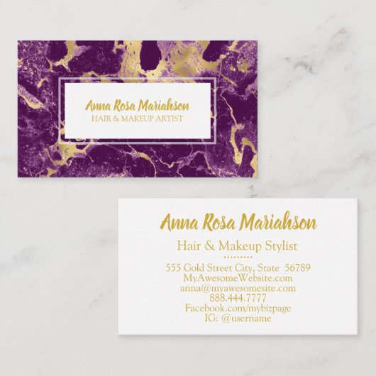 *~*金箔紫大理石シッ人気があるクグラム 名刺 (正面/裏面)