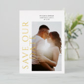 金箔結婚式モダン日付を保存 箔招待状 (立ち正面)