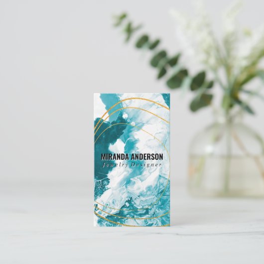 金箔線 | 青芸術的緑 名刺 (スタンド正面)