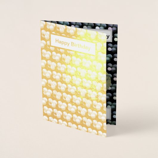 金箔芝鉢、誕生日カード。 箔カード (正面)