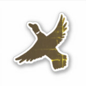 金箔芸術的飛んでいる鴨 シール (正面)