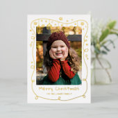 金箔落書きバウブル写真メリークリスマス 箔シーズンカード (立ち正面)