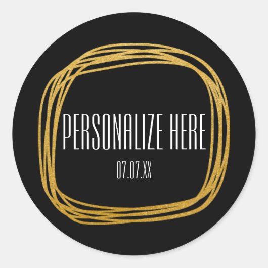 金箔落書き円Glamスモダンティッカー ラウンドシール (正面)