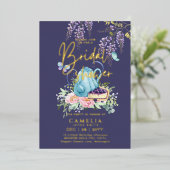 金箔藤お茶パーティーブライダルシャワーQRコード 箔招待状 (立ち正面)