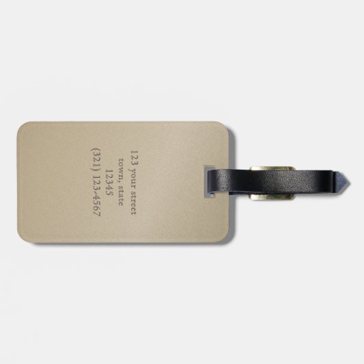 金箔象エレガント砂岩モノグラムの ラゲッジタグ (裏面横)