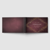 金箔金ゴールドブルゴーニュの植物のエレガントな結婚式 ゲストブック (全面)