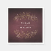 金箔金ゴールドブルゴーニュの植物のエレガントな結婚式 スタンダードカクテルナプキン (正面)