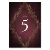 金箔金ゴールドブルゴーニュの植物のエレガントな結婚式 テーブルナンバー (裏面)
